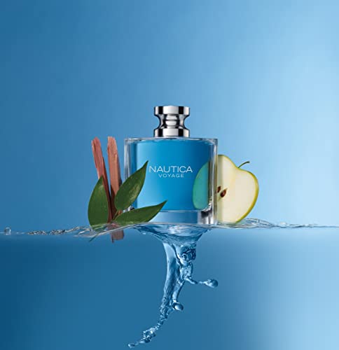 Nautica Voyage Eau De Toilette for Men - Fresh, Romantic, Fruity Scent Woody, Aquatic Notes of Apple, Water Lotus, Cedarwood, and Musk Ideal Day Wear 3.3 Fl Oz Nautica