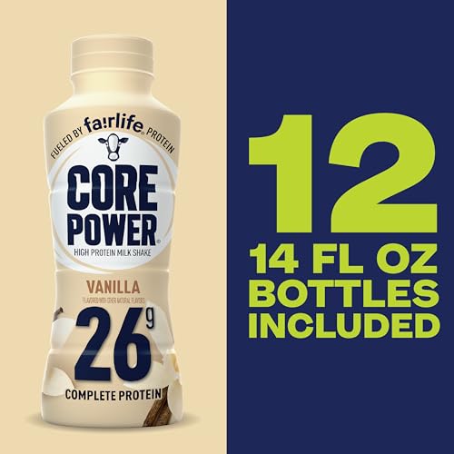 Core Power Fairlife 26g Protein Milk Shakes, Ready To Drink for Workout Recovery Liquid, Vanilla, 14 Fl Oz Bottle, kosher (Pack of 12) Core Power