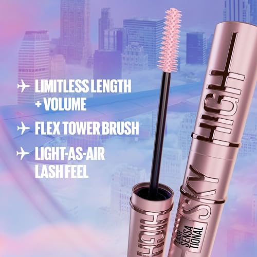 Maybelline Lash Sensational Sky High Washable Mascara Makeup, Volumizing, Lengthening, Defining, Curling, Multiplying, Buildable Formula, Blackest Black, 1 Count MAYBELLINE