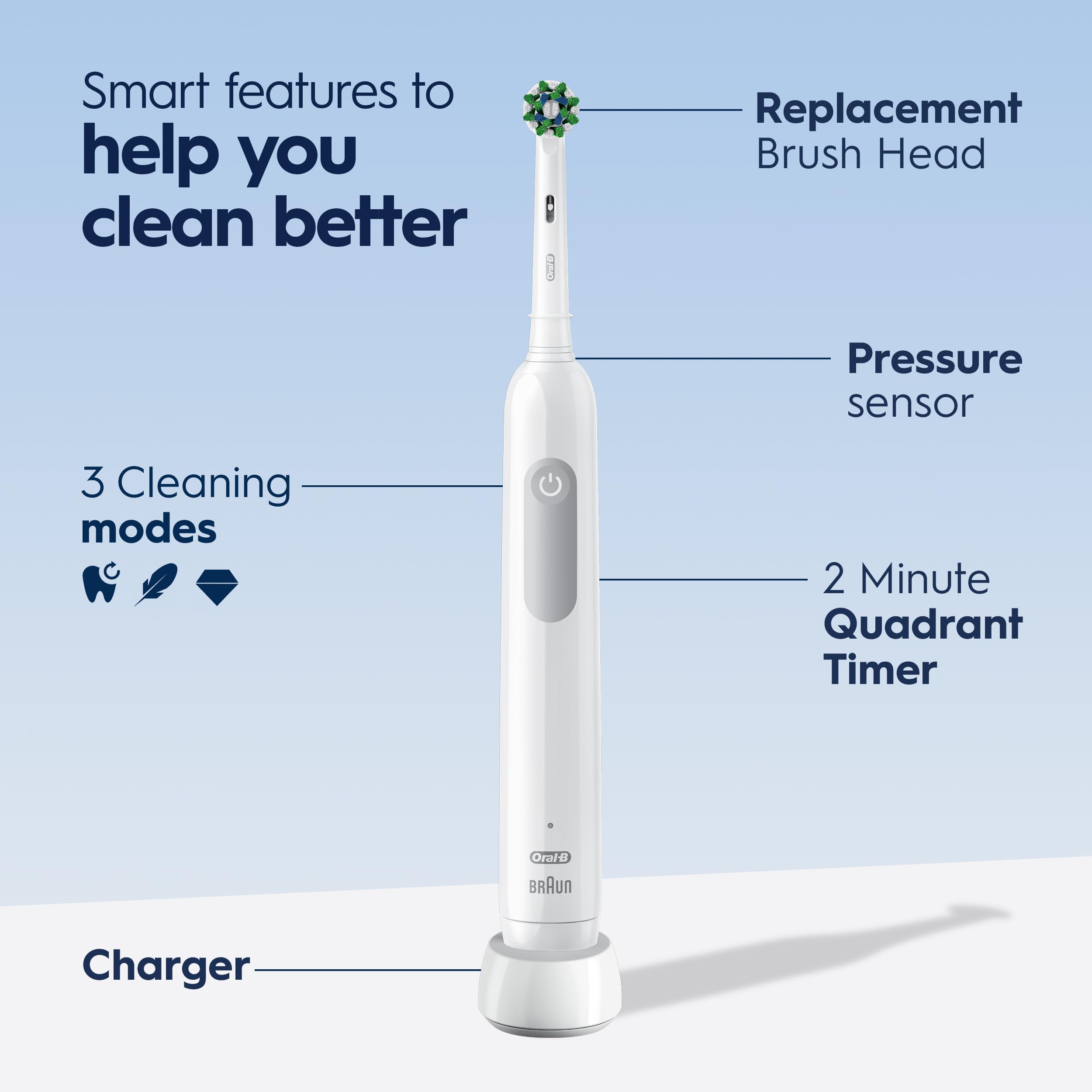 Oral-B Pro 1000 CrossAction Electric Toothbrush, Black and White, 2 Count Oral-B